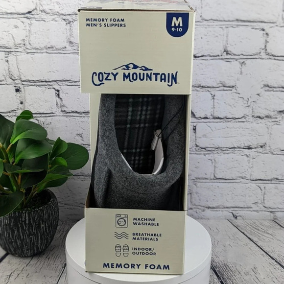 NEW Slippers gray faux wool, memory foam, washable, indoor outdoor, house shoes - Picture 7 of 9